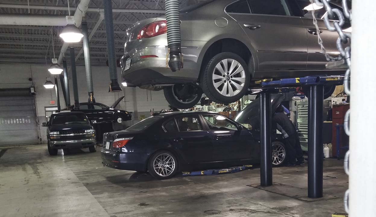 BMW 535i in Service Bay