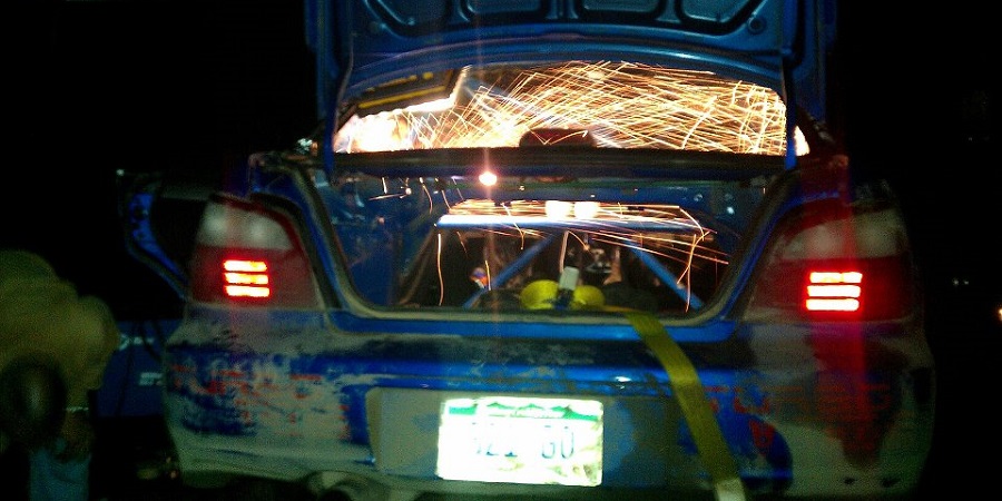 Patching together Eric Wages' rally car